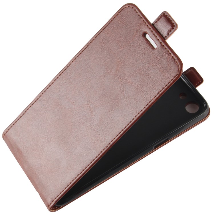 Crazy Horse Leather Vertical Flip Card Slot Mobile Phone Casing for OPPO A83 - Brown-4