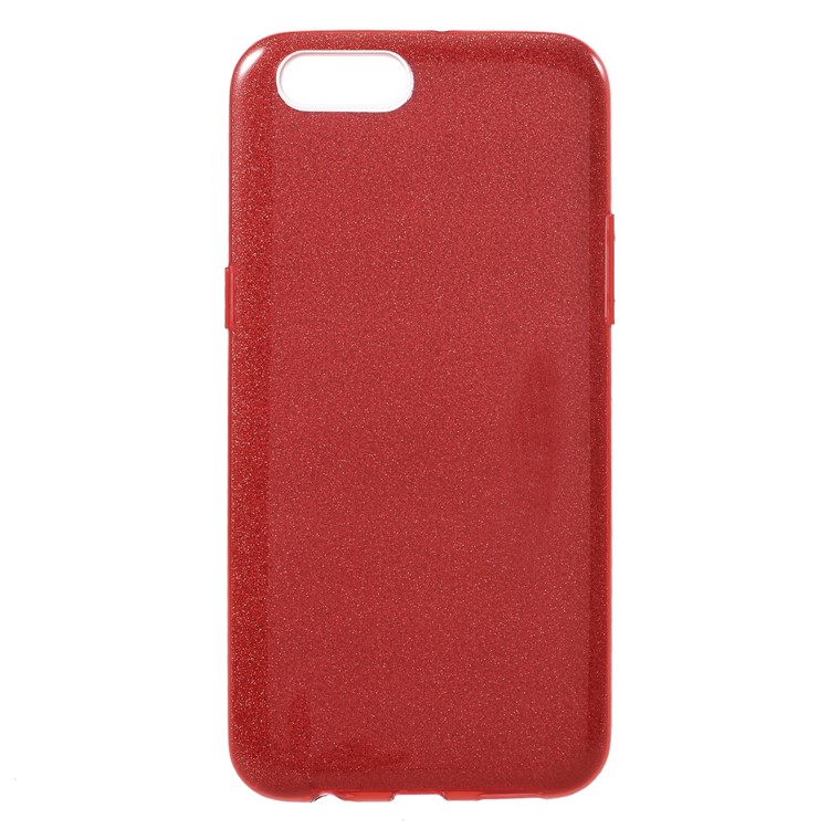 3-in-1 Glittery Powder Paper TPU + PC Hybrid Case for OPPO R11 Plus - Red-1