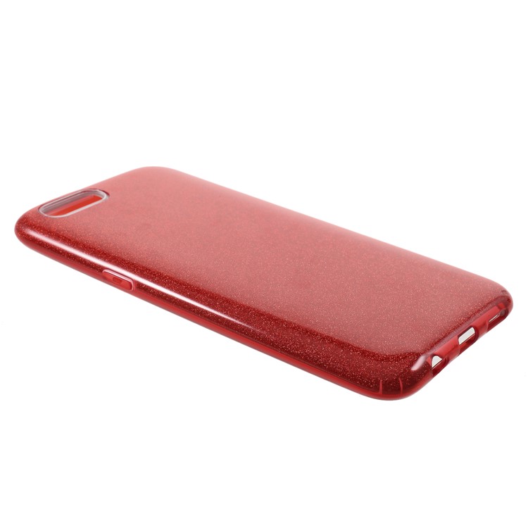 3-in-1 Glittery Powder Paper TPU + PC Hybrid Case for OPPO R11 Plus - Red-3