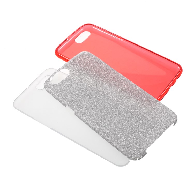 3-in-1 Glittery Powder Paper TPU + PC Hybrid Case for OPPO R11 Plus - Red-5