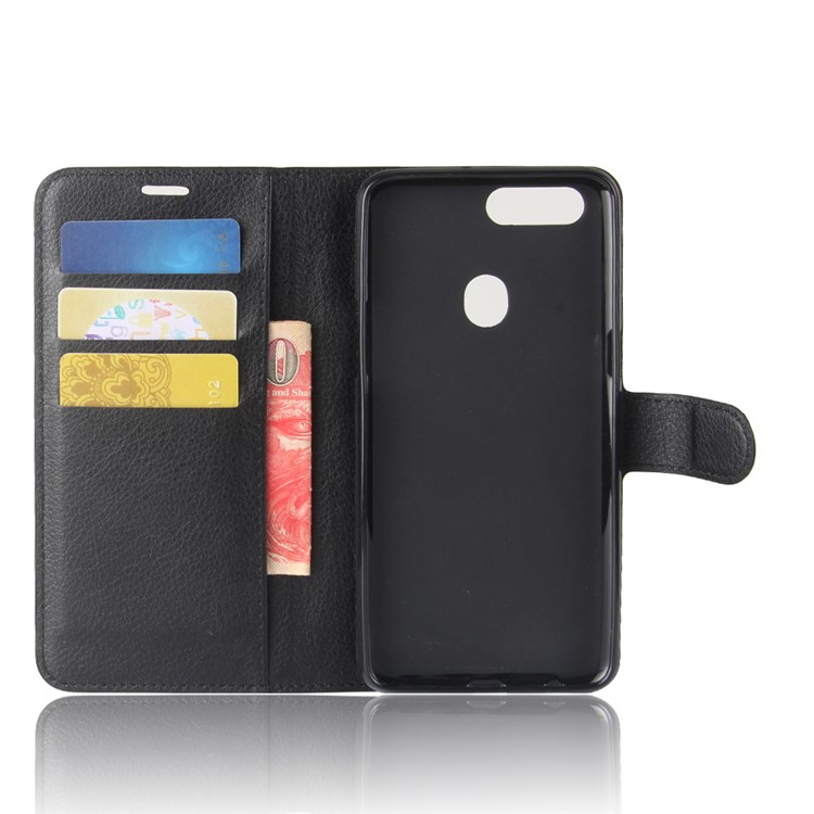 Litchi Skin Wallet Leather Stand Case for OPPO R11s Plus - Black-3