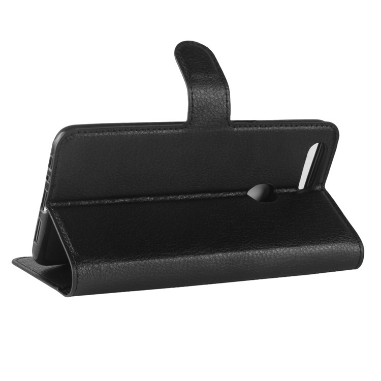 Litchi Skin Wallet Leather Stand Case for OPPO R11s Plus - Black-5