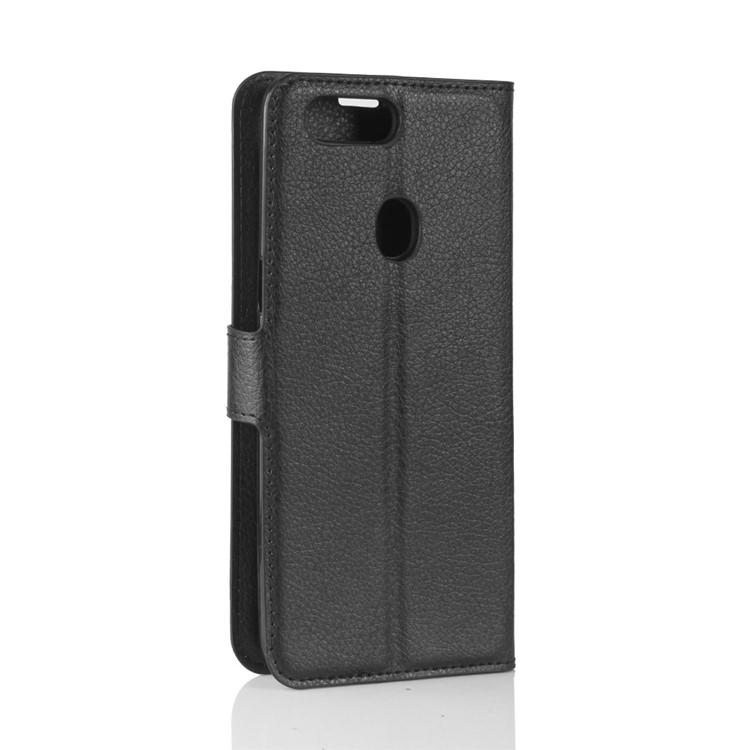 Litchi Skin Wallet Leather Stand Case for OPPO R11s Plus - Black-6