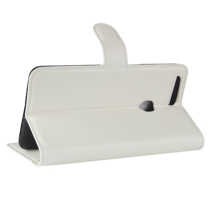 Litchi Skin Wallet Leather Stand Cover for OPPO R11s Plus - White-5
