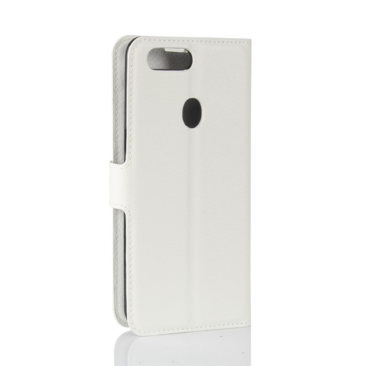 Litchi Skin Wallet Leather Stand Cover for OPPO R11s Plus - White-6