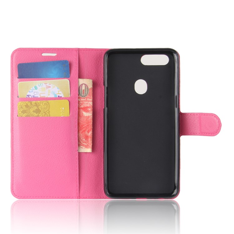Litchi Skin Magnetic Leather Stand Case for OPPO R11s Plus - Rose-3