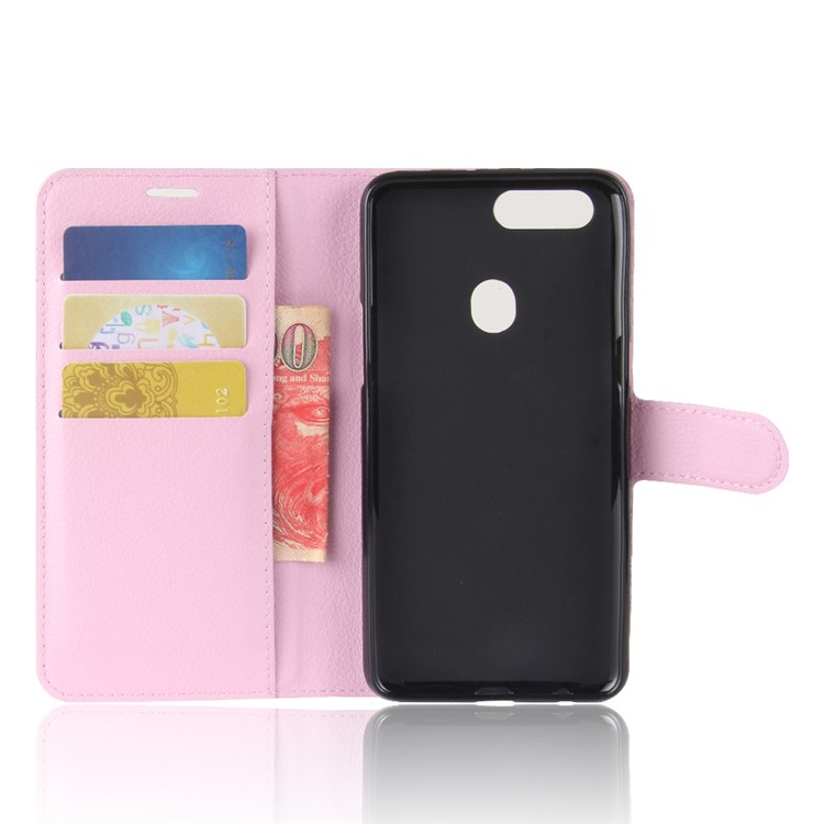 Litchi Skin Magnetic Leather Stand Cover for OPPO R11s Plus - Pink-3