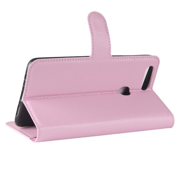 Litchi Skin Magnetic Leather Stand Cover for OPPO R11s Plus - Pink-5