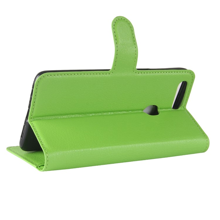 Litchi Skin Leather Stand Case with Card Slots for OPPO R11s Plus - Green-5