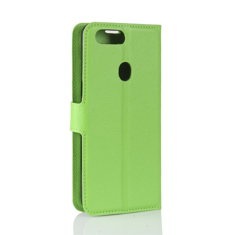 Litchi Skin Leather Stand Case with Card Slots for OPPO R11s Plus - Green-6