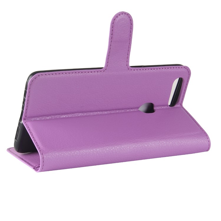 Litchi Skin Wallet Leather Shell Cover Case for OPPO R11s Plus - Purple-5