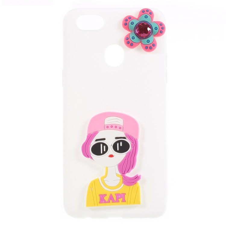 3D Cartoon Pattern Soft TPU Mobile Case for OPPO F5 - Fashion Girl-1