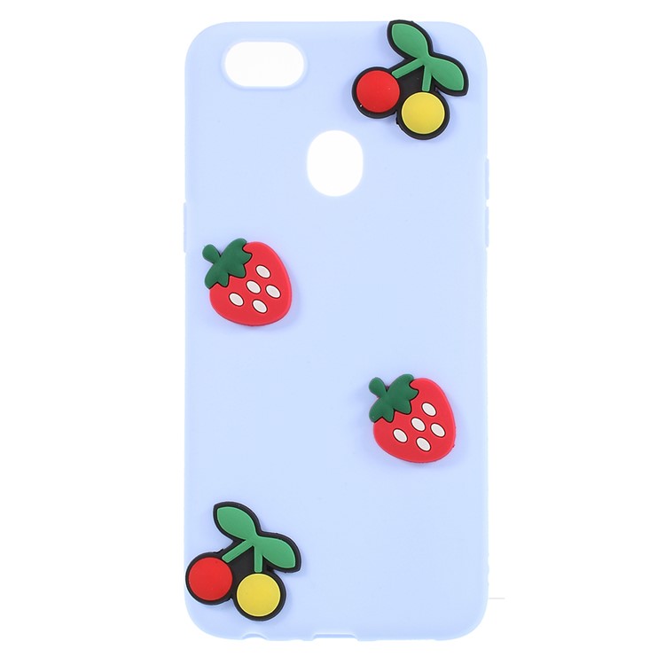 3D Cartoon Pattern Soft TPU Back Case for OPPO F5 - Cherries and Strawberries-1