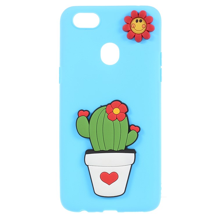 3D Cartoon Pattern Soft TPU Back Casing for OPPO F5 - Cactus-1