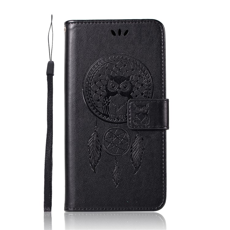 For vivo Xplay6 Imprint Owl Dream Catcher Wallet Stand Leather Case - Black-2