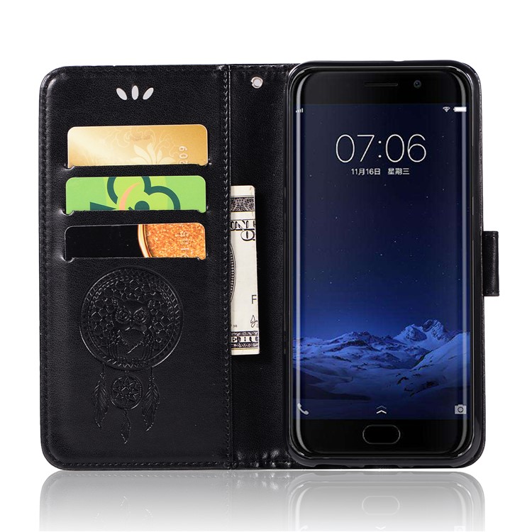 For vivo Xplay6 Imprint Owl Dream Catcher Wallet Stand Leather Case - Black-4