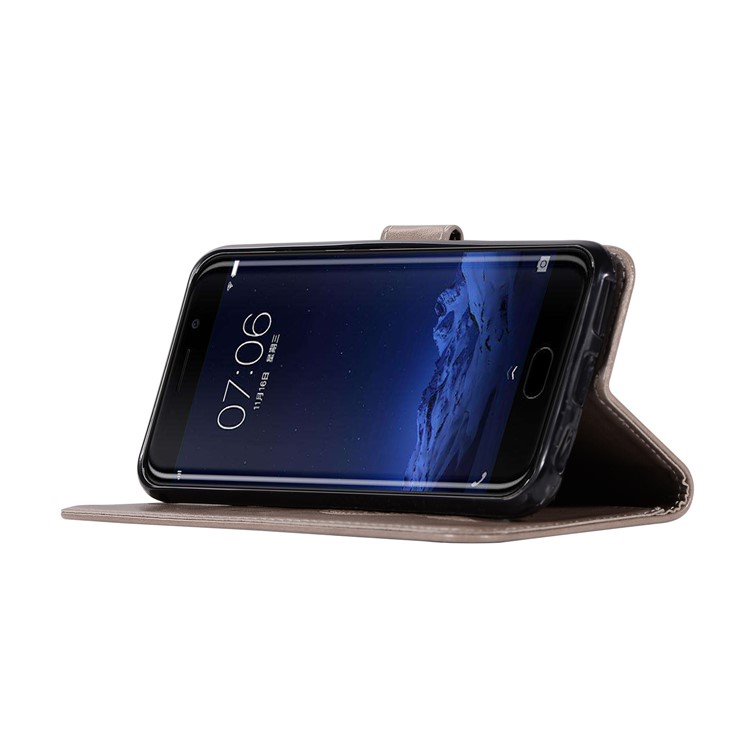 For vivo Xplay6 Imprint Owl Dream Catcher Wallet Stand Leather Cover - Grey-5