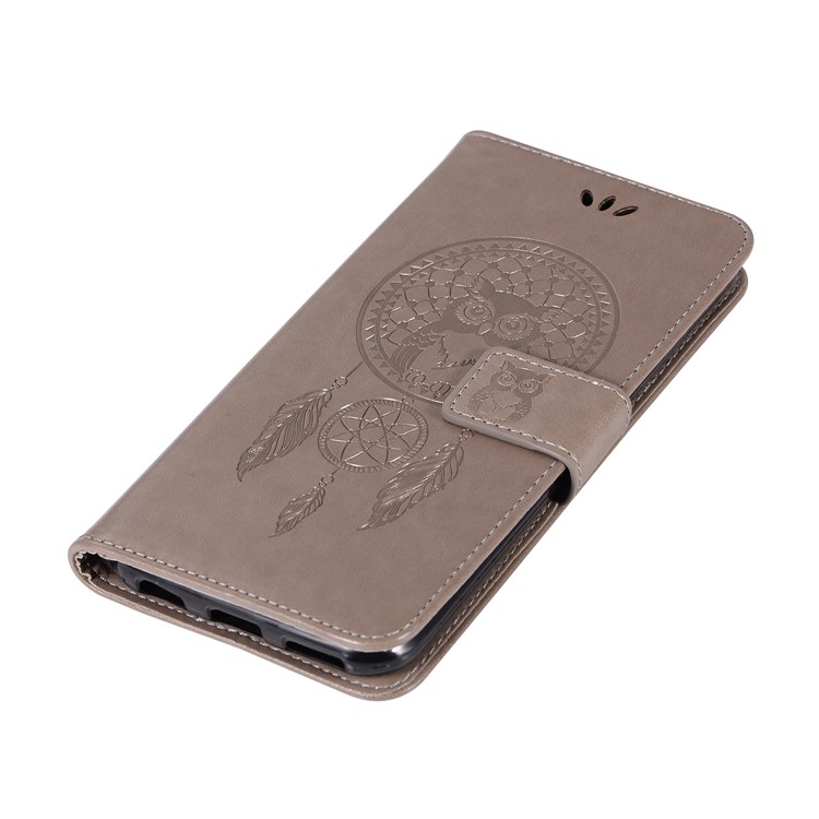 For vivo Xplay6 Imprint Owl Dream Catcher Wallet Stand Leather Cover - Grey-7