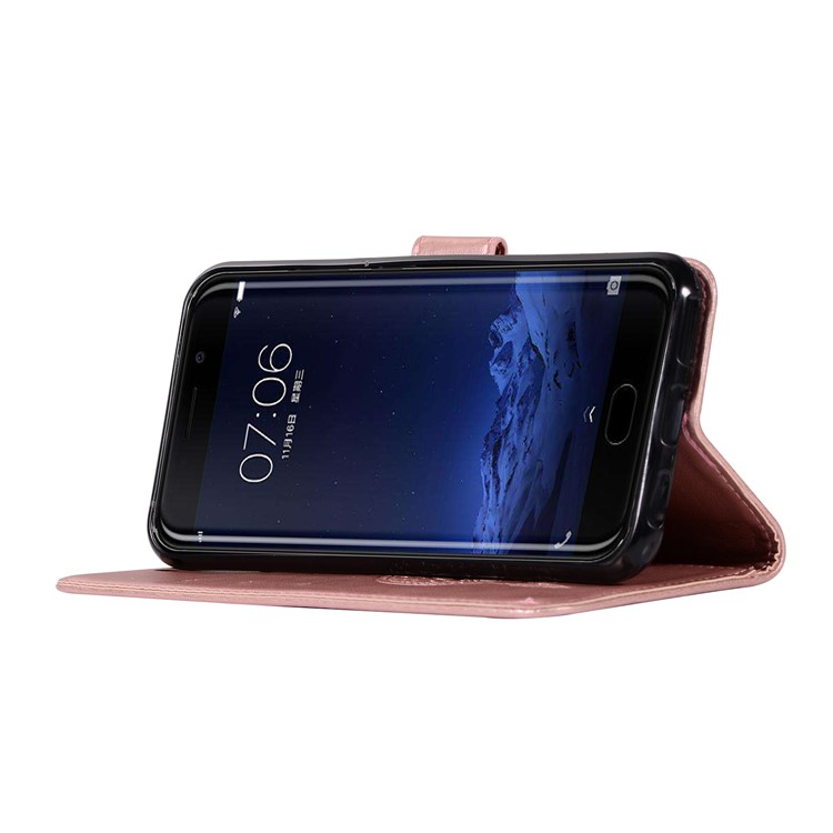 For vivo Xplay6 Imprint Owl Dream Catcher Wallet Stand Leather Shell - Rose Gold-5