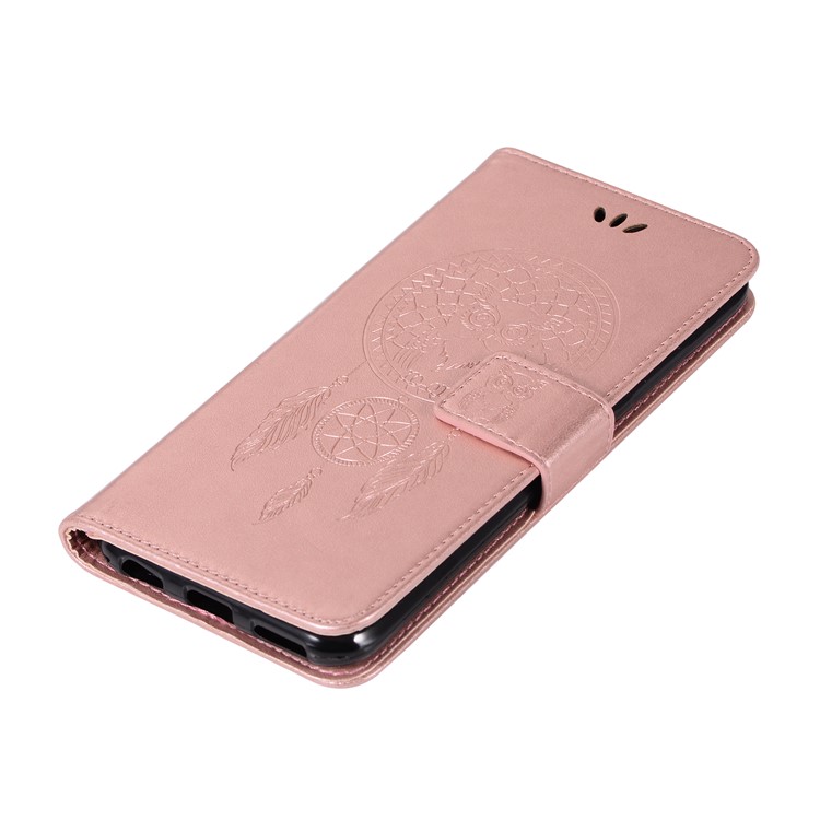 For vivo Xplay6 Imprint Owl Dream Catcher Wallet Stand Leather Shell - Rose Gold-7