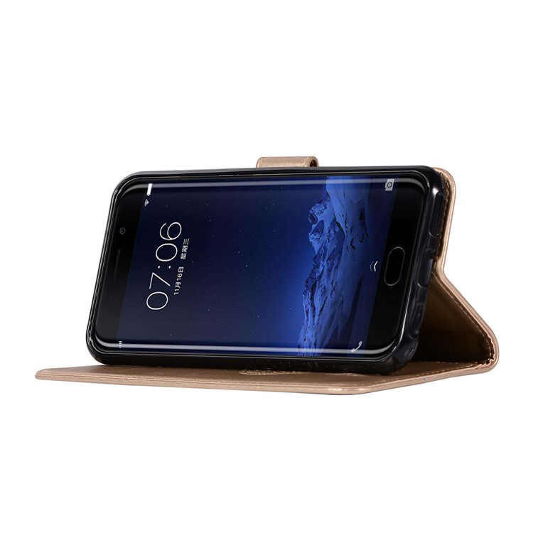 For vivo Xplay6 Imprint Owl Dream Catcher Wallet Stand Leather Flip Case - Gold-4