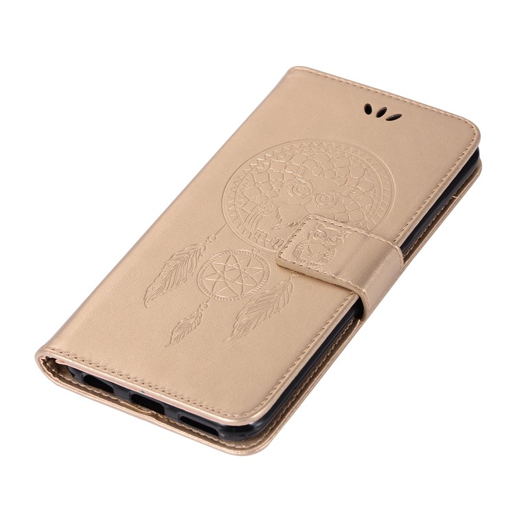 For vivo Xplay6 Imprint Owl Dream Catcher Wallet Stand Leather Flip Case - Gold-6
