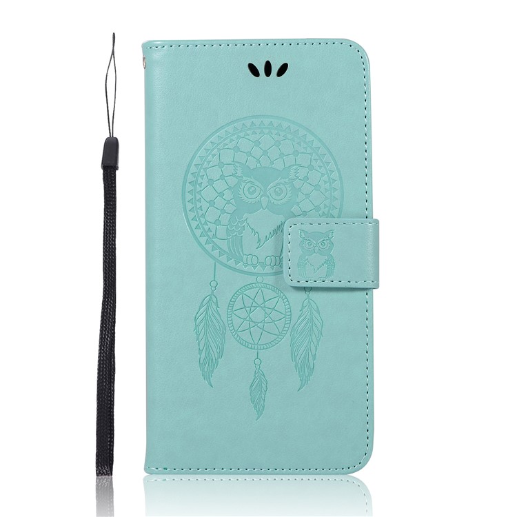 For vivo Xplay6 Imprint Owl Dream Catcher Wallet Stand Leather Phone Casing - Cyan-2