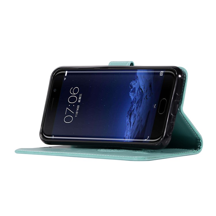 For vivo Xplay6 Imprint Owl Dream Catcher Wallet Stand Leather Phone Casing - Cyan-5