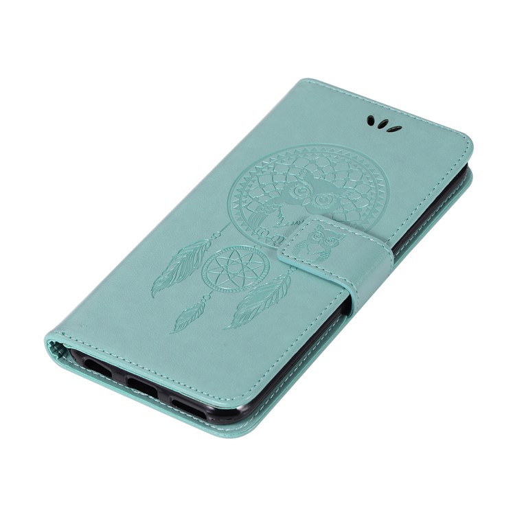 For vivo Xplay6 Imprint Owl Dream Catcher Wallet Stand Leather Phone Casing - Cyan-7