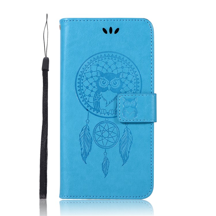 For vivo Xplay6 Imprint Owl Dream Catcher Wallet Stand Leather Mobile Cover - Blue-2