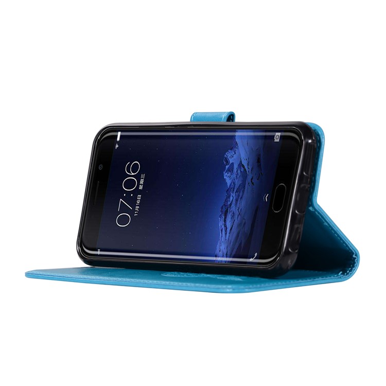 For vivo Xplay6 Imprint Owl Dream Catcher Wallet Stand Leather Mobile Cover - Blue-5