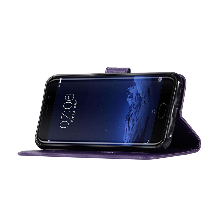 For vivo Xplay6 Imprint Owl Dream Catcher Wallet Stand Leather Cell Phone Cover - Purple-5