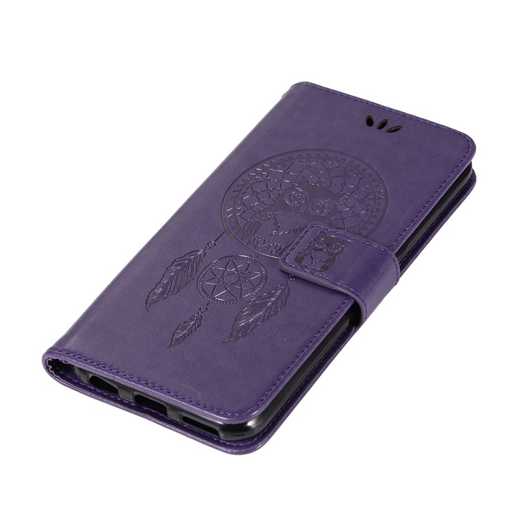 For vivo Xplay6 Imprint Owl Dream Catcher Wallet Stand Leather Cell Phone Cover - Purple-7