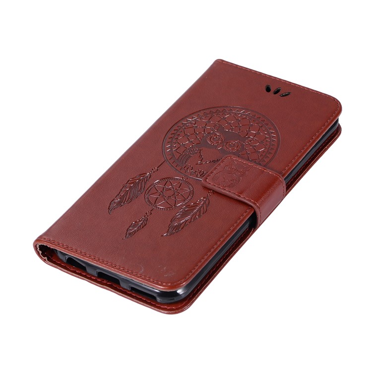 For vivo Xplay6 Imprint Owl Dream Catcher Wallet Stand Leather Protective Case - Brown-7