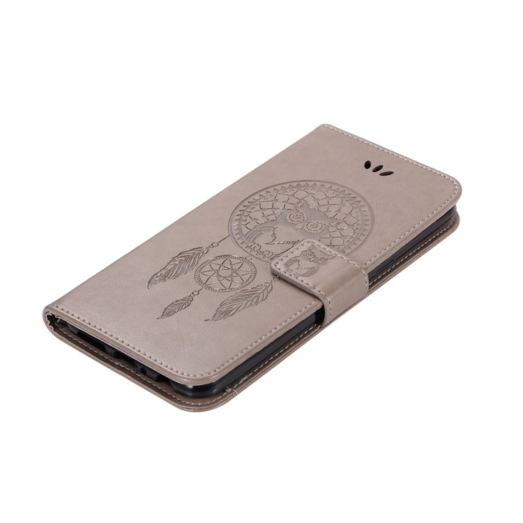 Imprint Dream Catcher Owl Magnetic Wallet PU Leather Stand Case for OPPO F5 - Grey-7