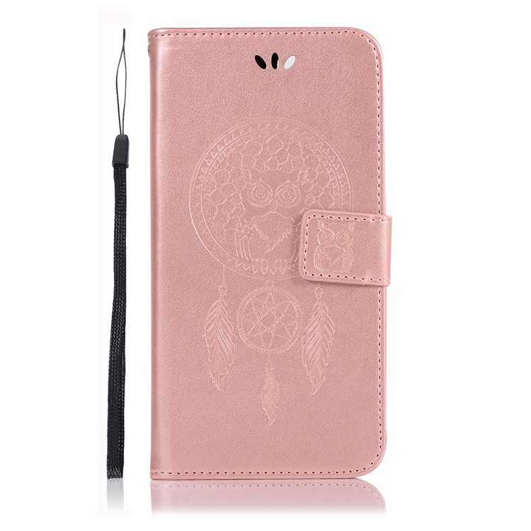Imprint Dream Catcher Owl Magnetic Wallet PU Leather Stand Shell for OPPO F5 - Rose Gold-2