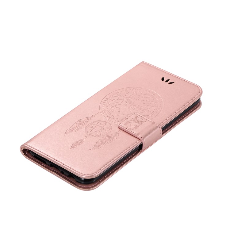 Imprint Dream Catcher Owl Magnetic Wallet PU Leather Stand Shell for OPPO F5 - Rose Gold-7