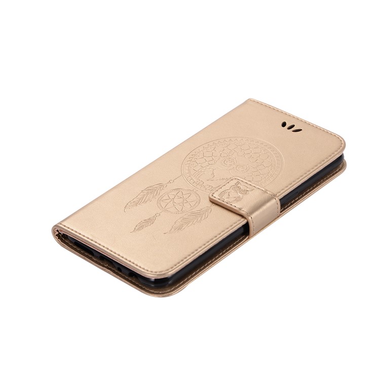Imprint Dream Catcher Owl Magnetic Wallet PU Leather Stand Casing for OPPO F5 - Gold-7