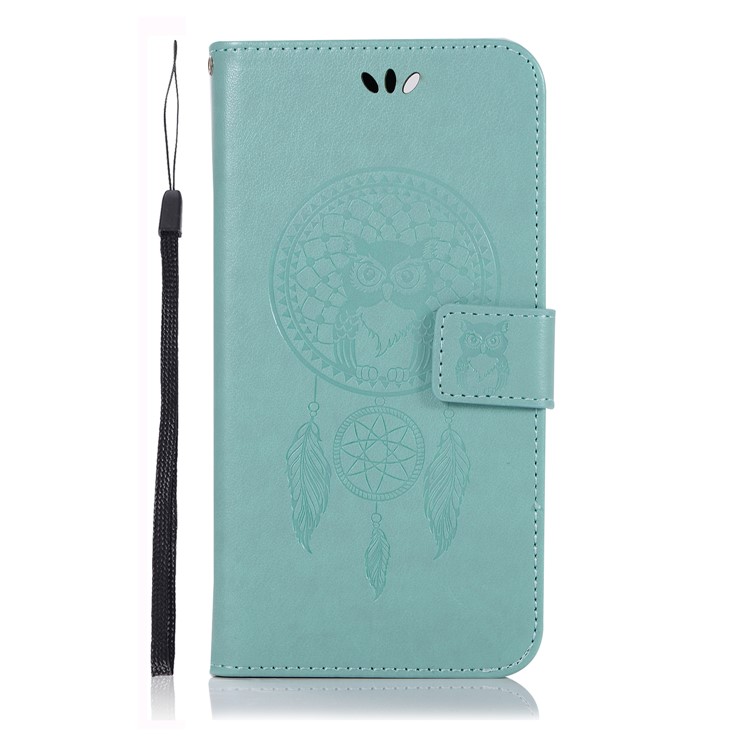 Imprint Dream Catcher Owl Magnetic Wallet PU Leather Stand Mobile Phone Cover for OPPO F5 - Cyan-2