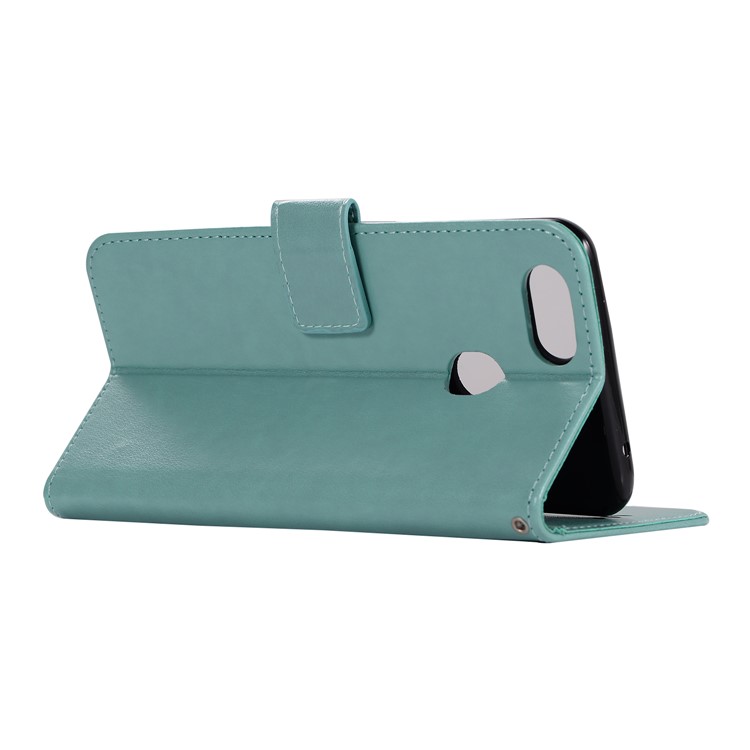 Imprint Dream Catcher Owl Magnetic Wallet PU Leather Stand Mobile Phone Cover for OPPO F5 - Cyan-6