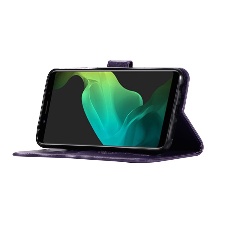 Imprint Dream Catcher Owl Magnetic Wallet PU Leather Stand Mobile Phone Shell for OPPO F5 - Purple-5
