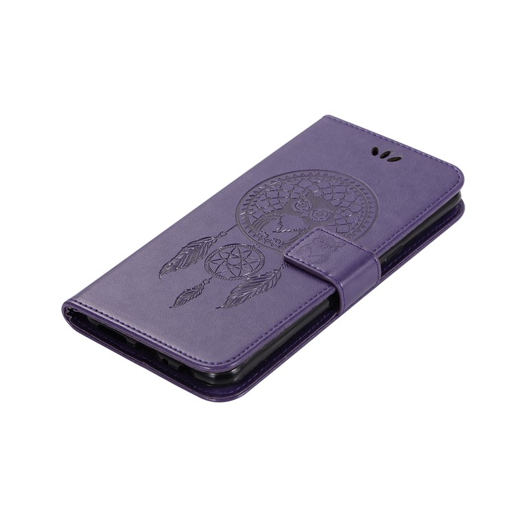 Imprint Dream Catcher Owl Magnetic Wallet PU Leather Stand Mobile Phone Shell for OPPO F5 - Purple-7