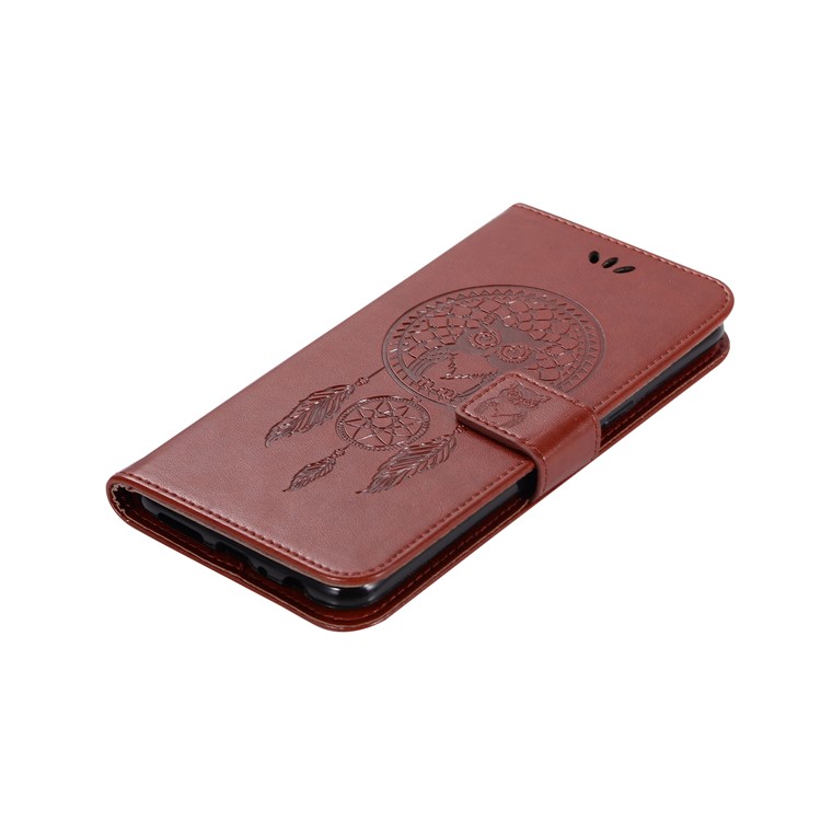 Imprint Dream Catcher Owl Magnetic Wallet PU Leather Stand Cell Phone Shell for OPPO F5 - Brown-7