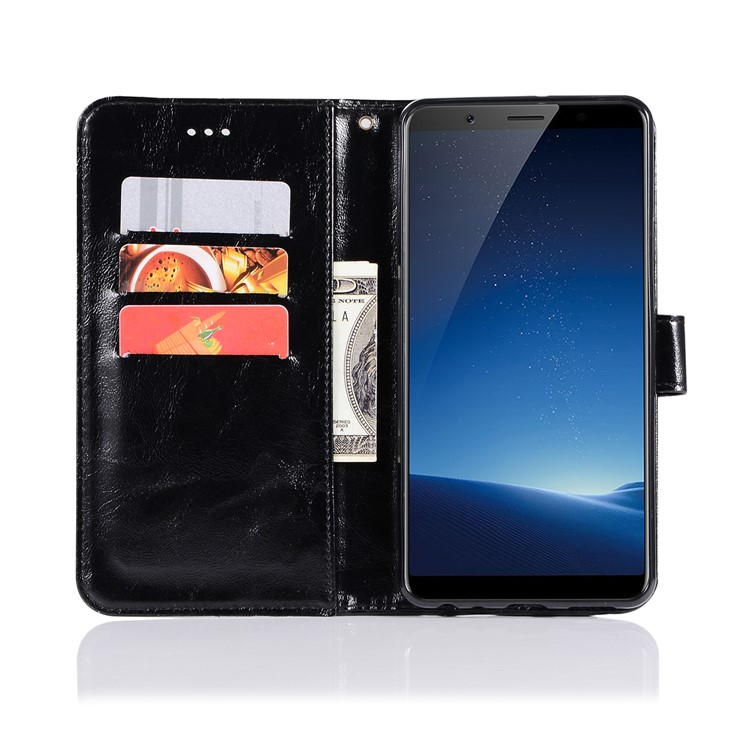 Premium Vintage Leather Wallet Case for vivo X20 Plus - Black-4