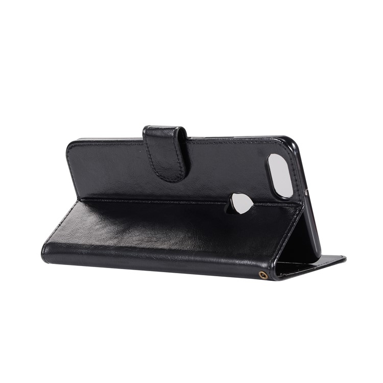 Premium Vintage Leather Wallet Case for vivo X20 Plus - Black-6