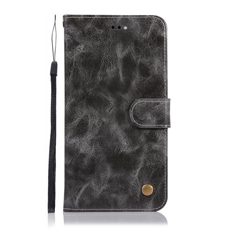 Premium Vintage Leather Wallet Cover for vivo X20 Plus - Grey-2