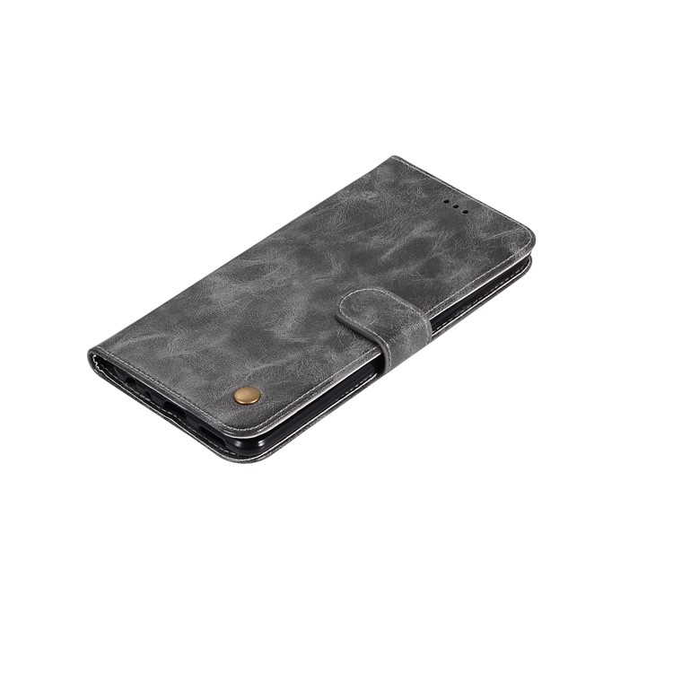 Premium Vintage Leather Wallet Cover for vivo X20 Plus - Grey-7