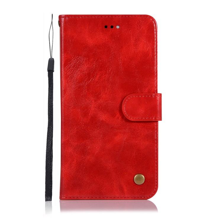 Premium Vintage Leather Wallet Shell Case for vivo X20 Plus - Red-2