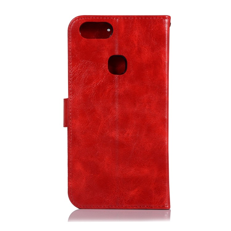 Premium Vintage Leather Wallet Shell Case for vivo X20 Plus - Red-3