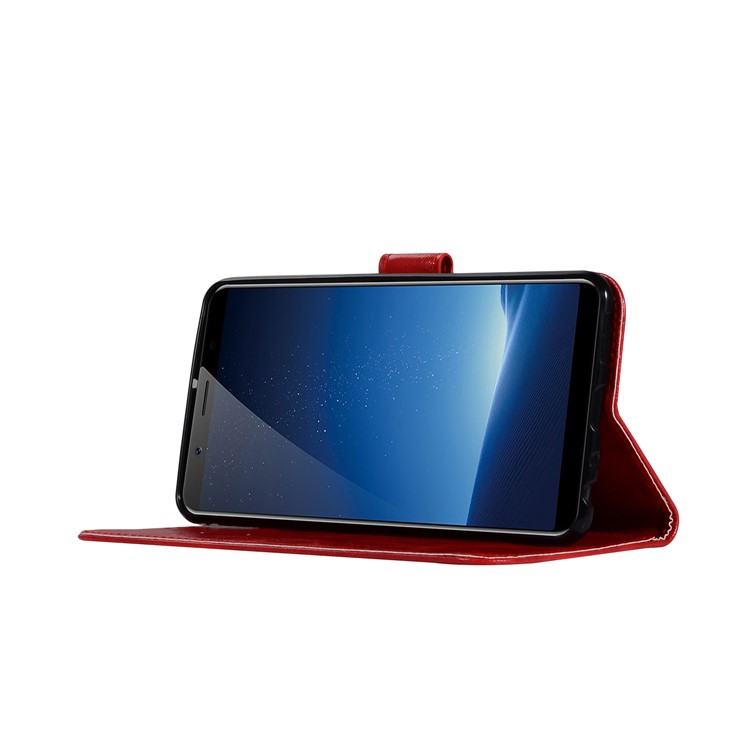 Premium Vintage Leather Wallet Shell Case for vivo X20 Plus - Red-5